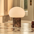 Rechargeable table lamp brown Emperador Dark marble, cordless dimmable, 18cm x 22cm