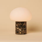Rechargeable table lamp brown Emperador Dark marble, cordless dimmable, 18cm x 22cm