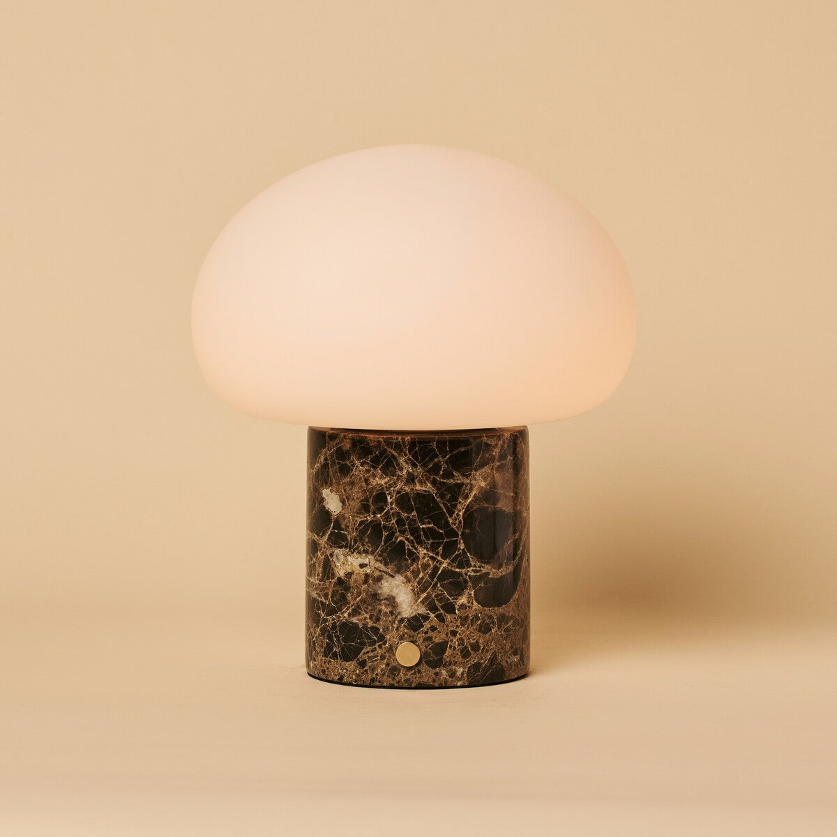 Rechargeable table lamp brown Emperador Dark marble, cordless dimmable, 18cm x 22cm