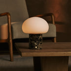 Rechargeable table lamp brown Emperador Dark marble, cordless dimmable, 18cm x 22cm