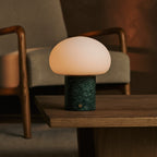 Rechargeable table lamp in green Verde Alpi marble, cordless dimmable, Rijks Collection