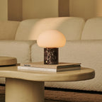 Rechargeable Marble Table Lamp | Rosso Levanto, Cordless, Dimmable | Vada