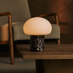 Rechargeable Marble Table Lamp | Rosso Levanto, Cordless, Dimmable | Vada
