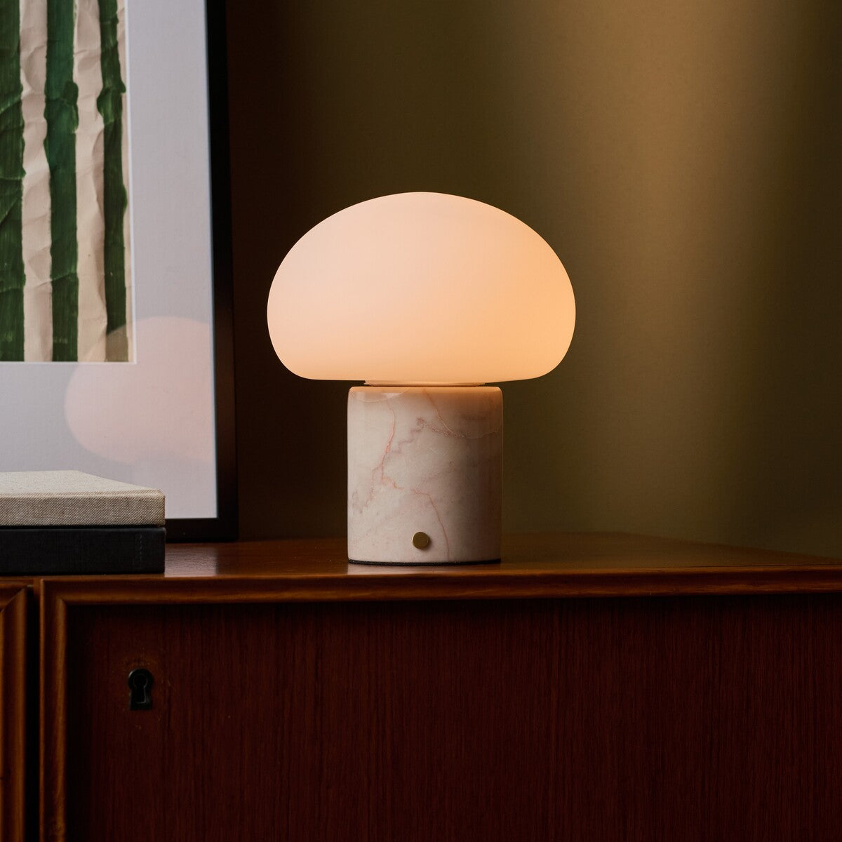 Rechargeable marble table lamp cordless dimmable modular design with USB-C charging