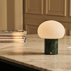 Rechargeable table lamp in green Verde Alpi marble, cordless dimmable, Rijks Collection