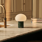Rechargeable table lamp in green Verde Alpi marble, cordless dimmable, Rijks Collection