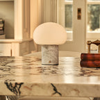 Briar | Rechargeable Marble Table Lamp | Cordless, Dimmable | White Statuarietto