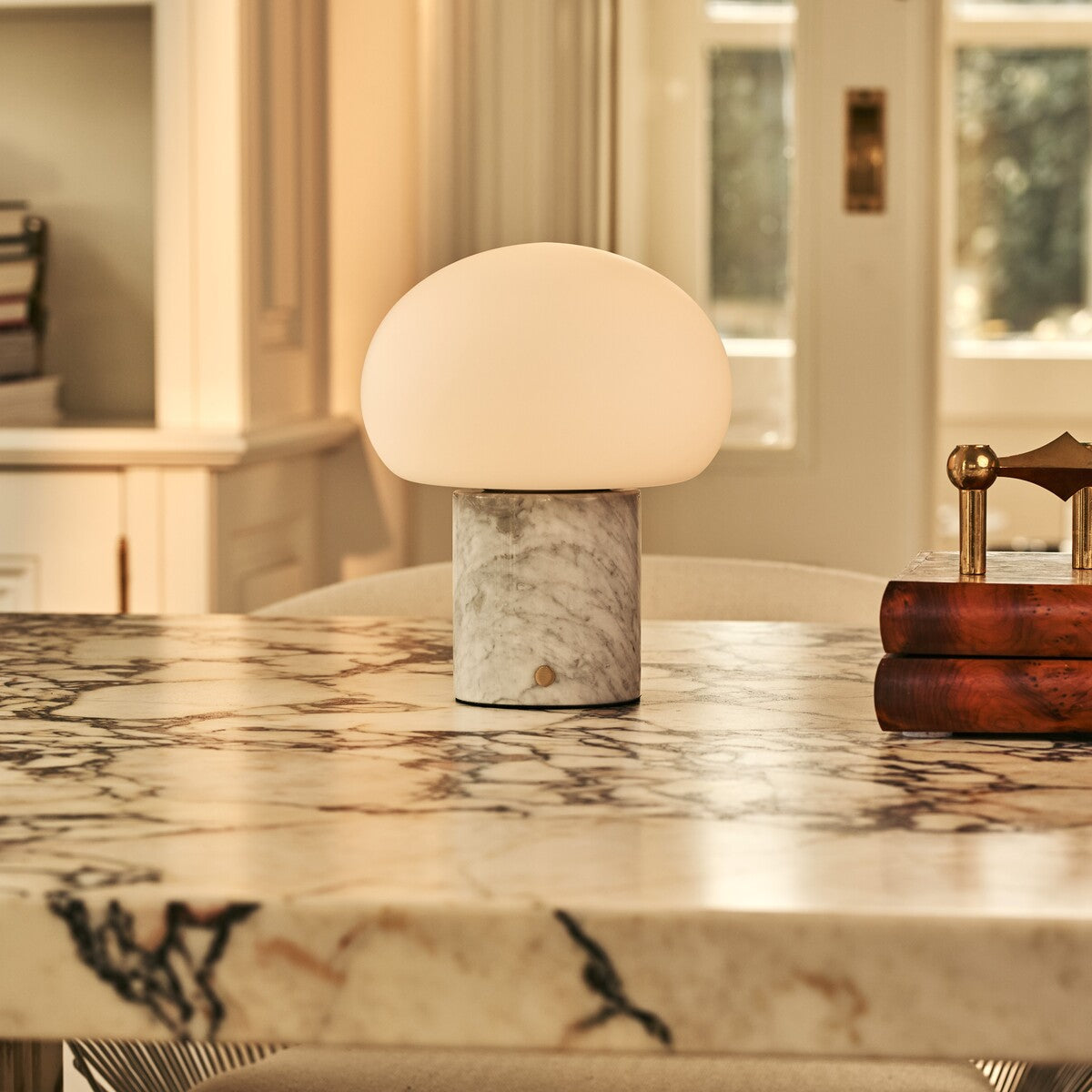 Briar | Rechargeable Marble Table Lamp | Cordless, Dimmable | White Statuarietto