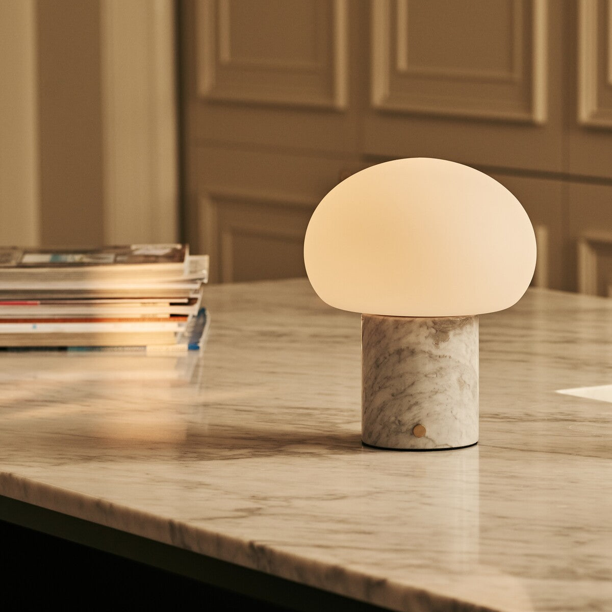 Briar | Rechargeable Marble Table Lamp | Cordless, Dimmable | White Statuarietto
