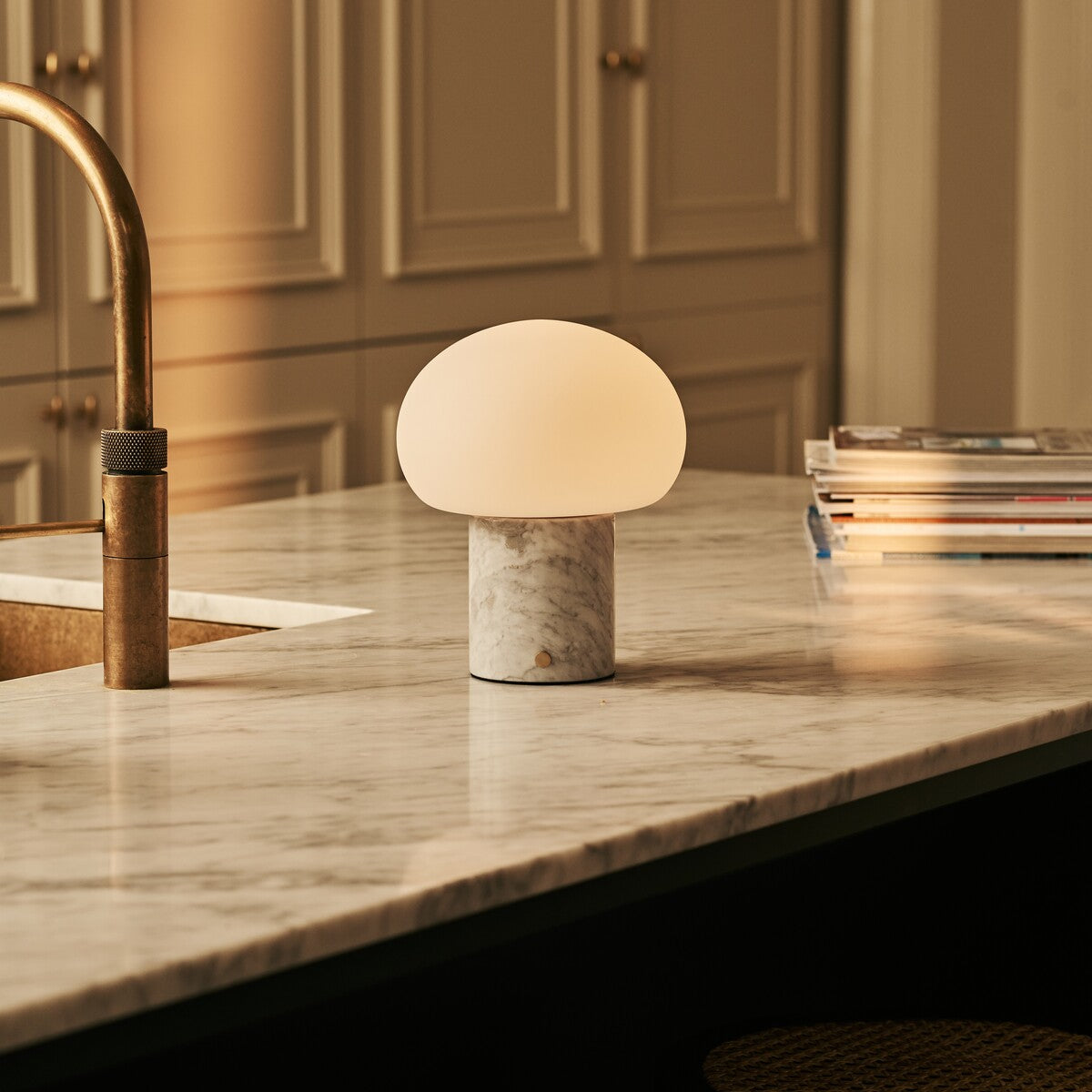 Briar | Rechargeable Marble Table Lamp | Cordless, Dimmable | White Statuarietto