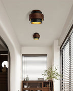Flush Mount Ceiling Light | Black Travertine, Walnut Wood, GX53