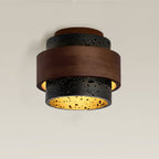 Flush Mount Ceiling Light | Black Travertine, Walnut Wood, GX53