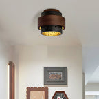 Flush Mount Ceiling Light | Black Travertine, Walnut Wood, GX53