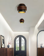 Flush Mount Ceiling Light | Black Travertine, Walnut Wood, GX53