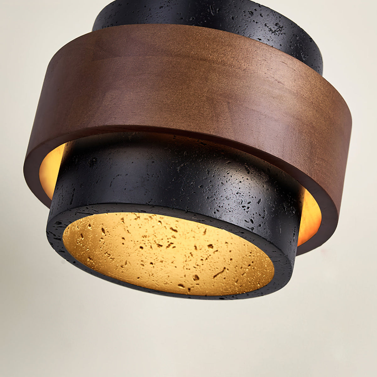 Flush Mount Ceiling Light | Black Travertine, Walnut Wood, GX53