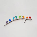 Sea Glass Wall Art | Recycled Rainbow Birds on Branch