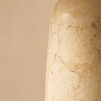 Marble table lamp with cotton shade, natural veining, 49cm height, E27 socket