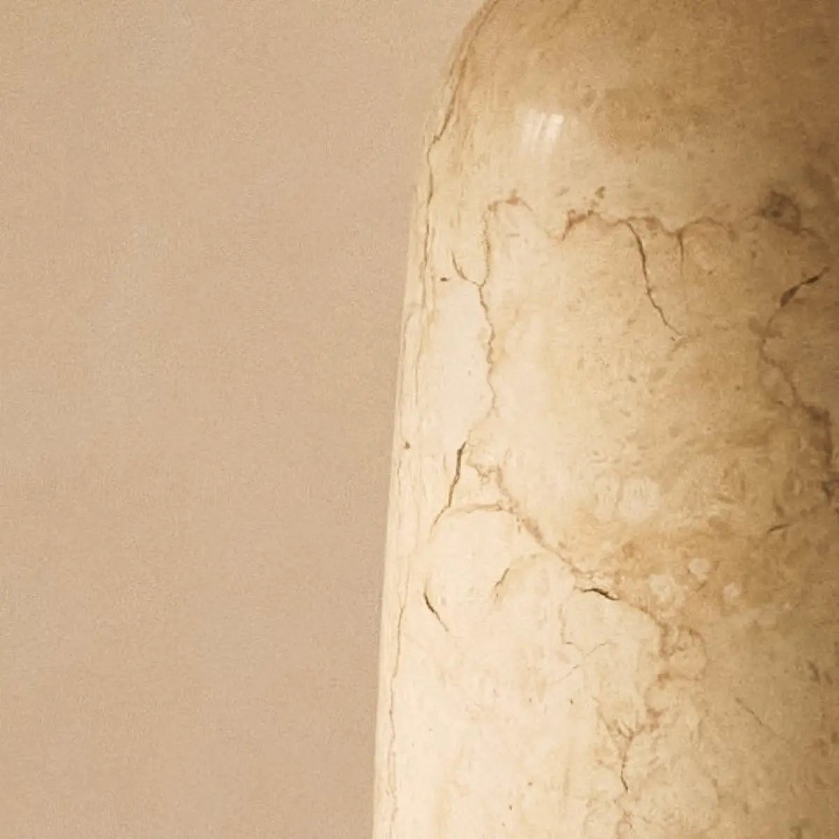 Marble table lamp with cotton shade, natural veining, 49cm height, E27 socket