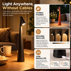 Rechargeable Table Lamp | Cordless LED, Dimmable, 20H Battery