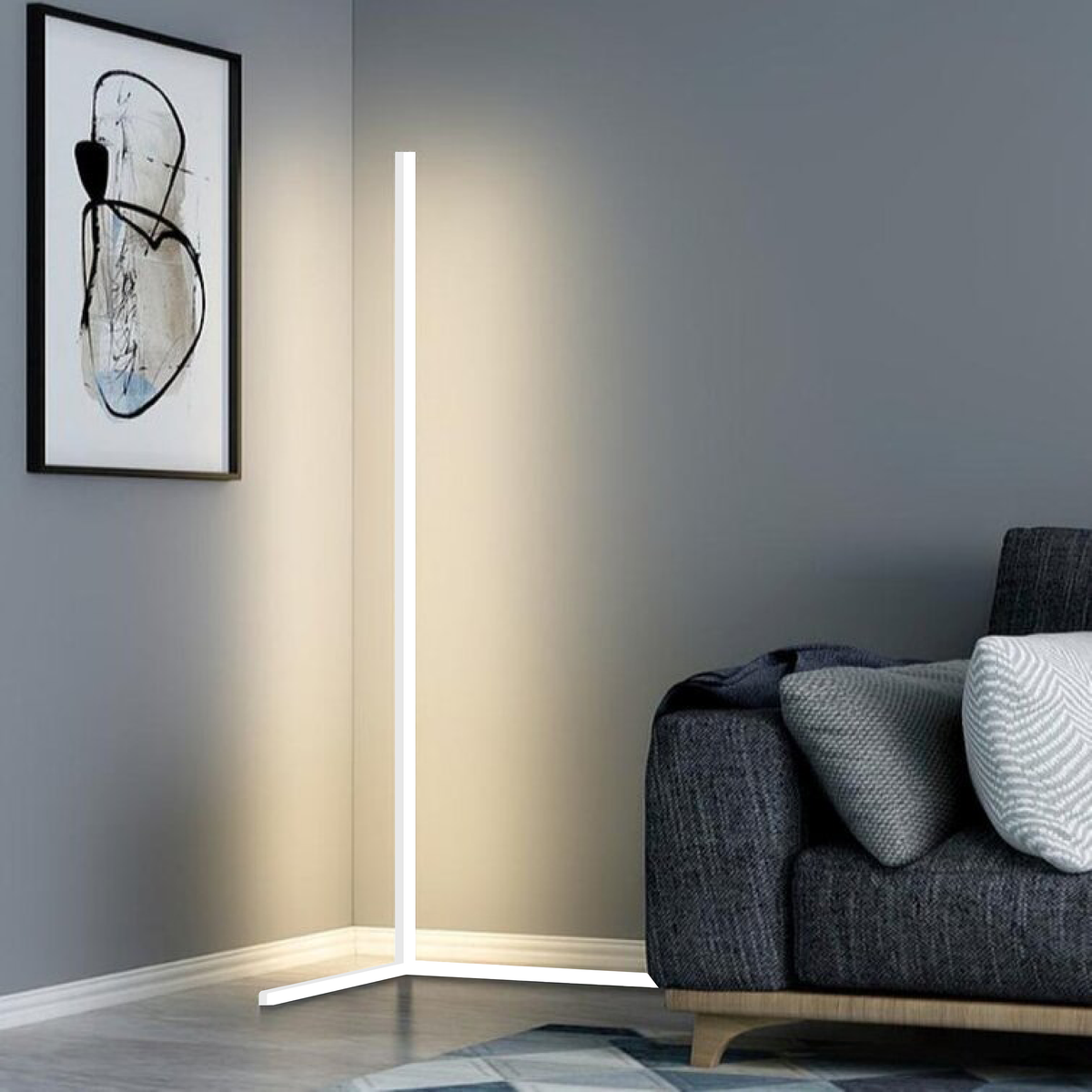 Indoor LED floor lamp RGB corner light dimmable aluminium, 142 cm modern design