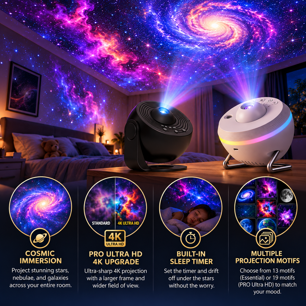Space Projection Light | Star Galaxy Projector, 4K Ultra HD
