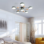 LED ceiling light modern multi-spot chandelier with metal frame and acrylic shade