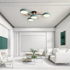 LED ceiling light modern multi-spot chandelier with metal frame and acrylic shade