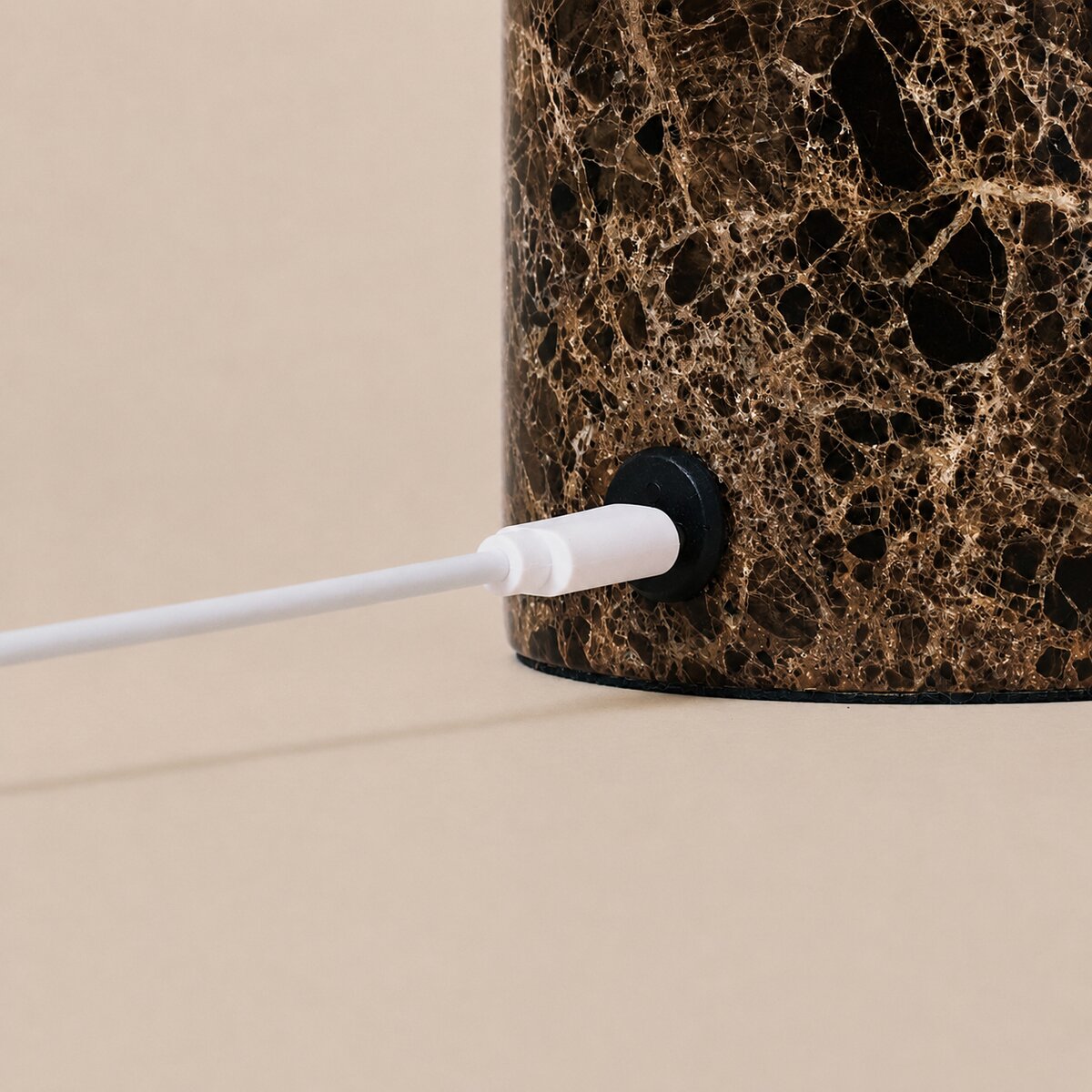 Rechargeable table lamp brown Emperador Dark marble, cordless dimmable, 18cm x 22cm