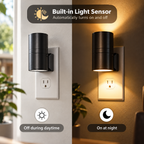 LED Plug-In Wall Lamp | Black, Dimmable, Light Sensor