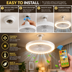 DC Ceiling Fan with LED Light | Remote Control, Dimmable | E27 Base, Modern