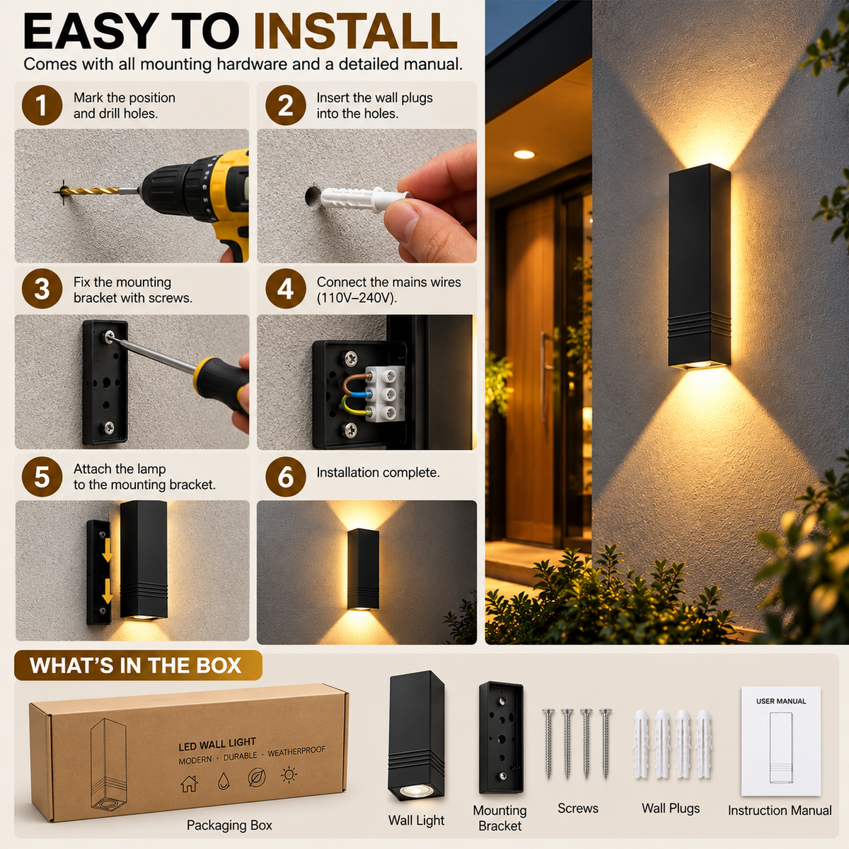 Linear Outdoor Wall Light | Up Down Facade, IP65 LED | Die-Cast Aluminium