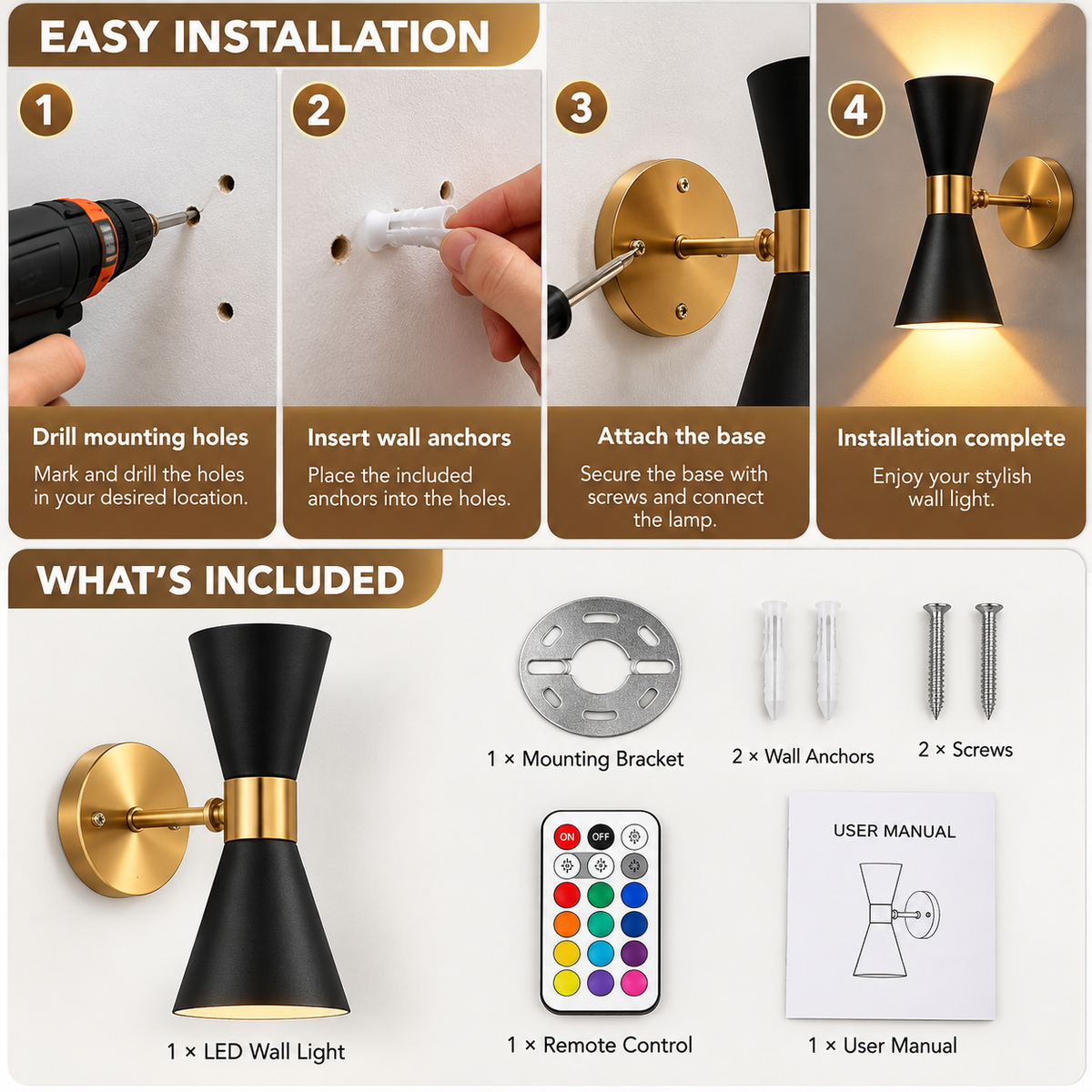 LED Wall Light RGB Color Changing | Modern Ambient Lighting