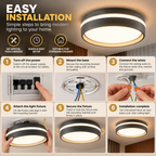 Lampa sufitowa LED | czarny metal i, nowoczesna montowana bezpośrednio do sufitu | Dahlia