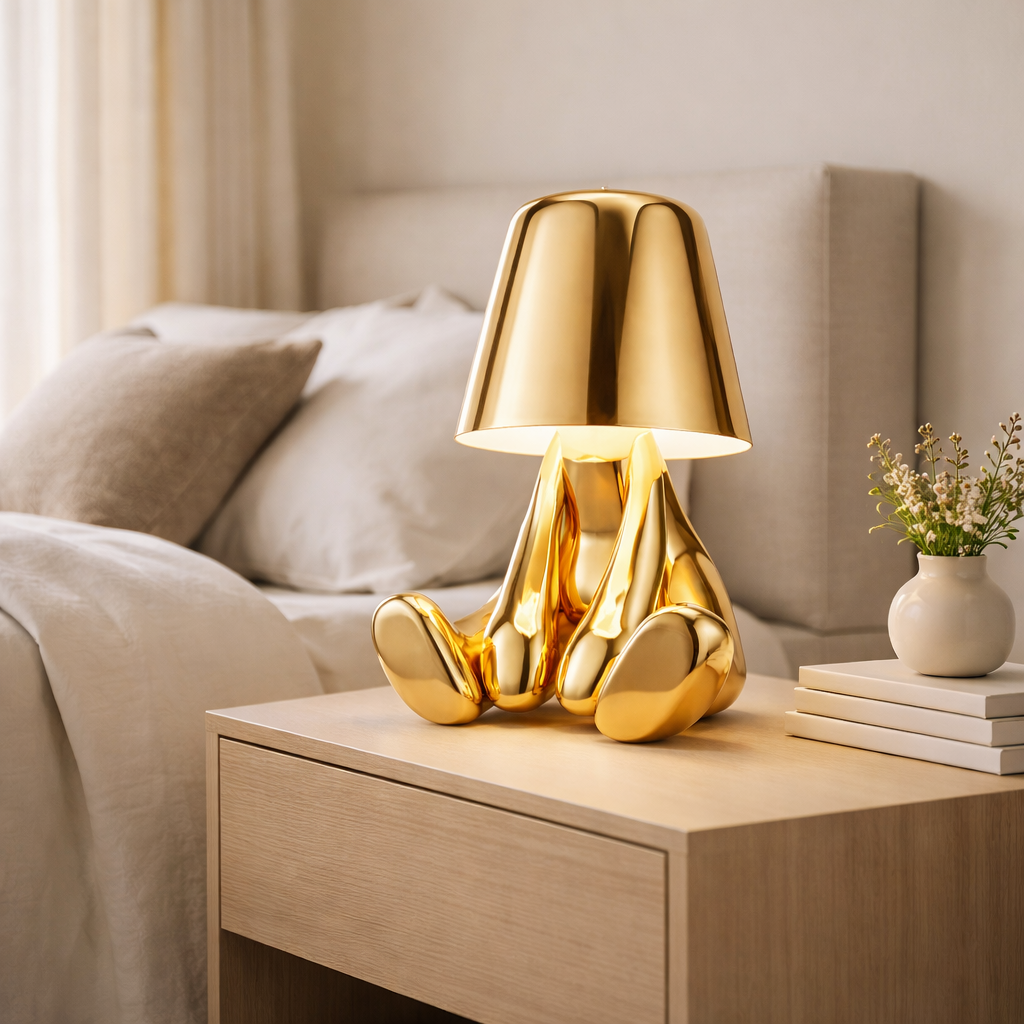 Designer Table Lamp - Modern Chrome Gold Accent Light