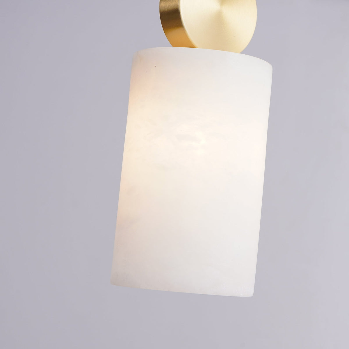 Alabaster pendant light with brass fitting and G9 socket, natural stone shade
