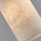 Alabaster pendant light with brass fitting and G9 socket, natural stone shade