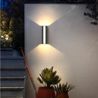 Linear outdoor wall light with up-down facade illumination, IP65 LED, die-cast aluminium