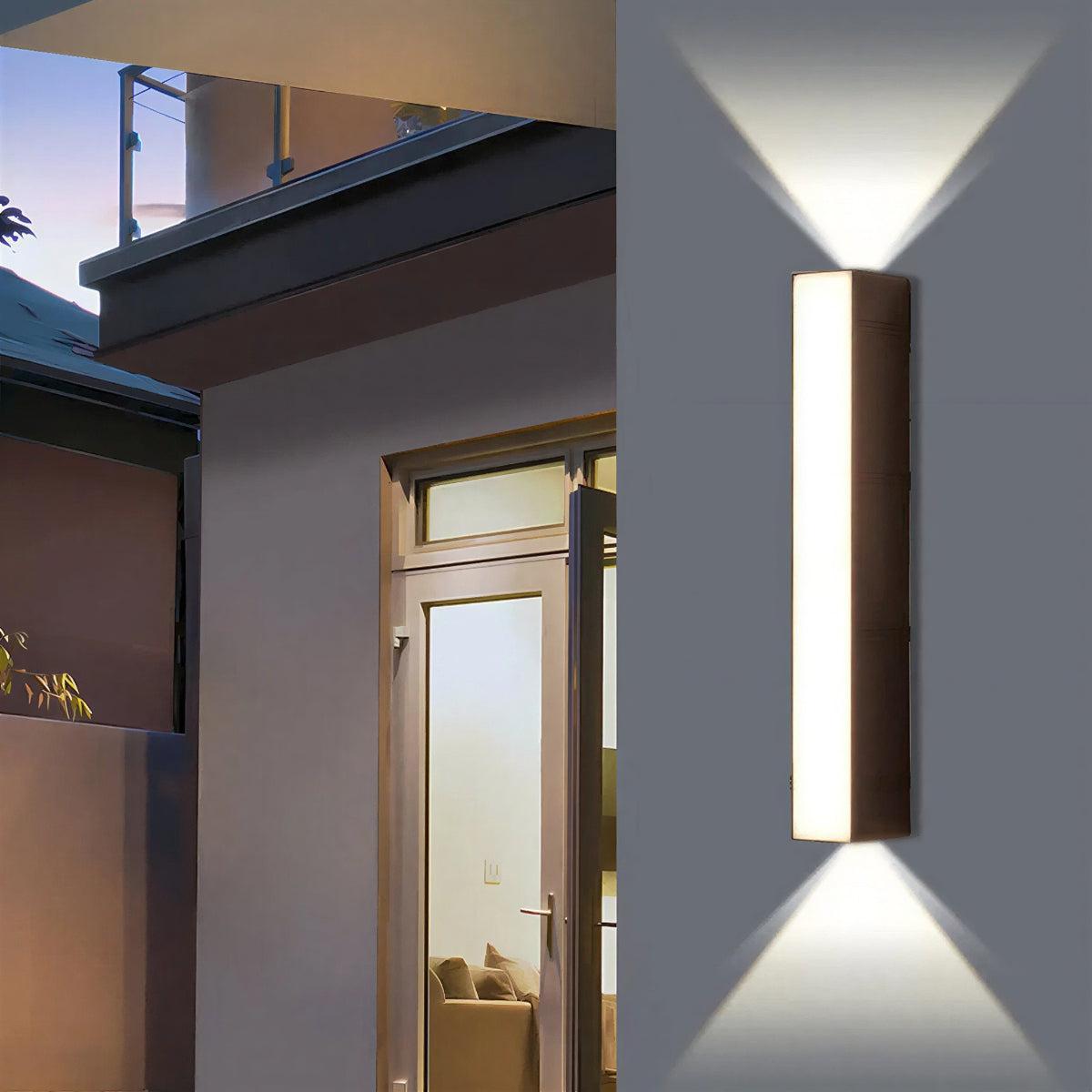 Linear outdoor wall light with up-down facade illumination, IP65 LED, die-cast aluminium