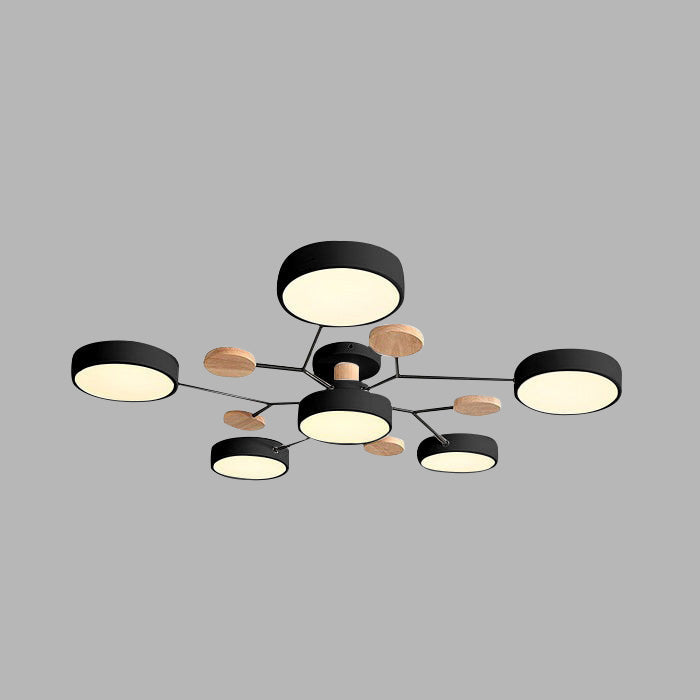 LED ceiling light modern multi-spot chandelier with metal frame and acrylic shade