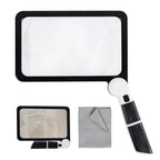 Handheld magnifying glass 5x LED full page with 3 dimmable light modes for reading