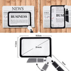 Handheld magnifying glass 5x LED full page with 3 dimmable light modes for reading