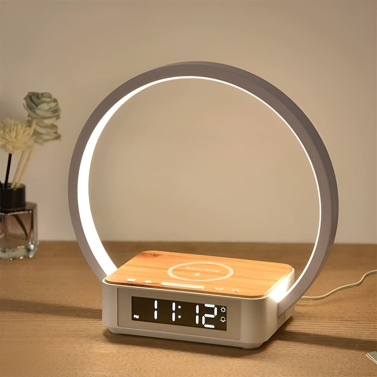 Table Lamp with Wireless Charger, Alarm Clock & Touch Control
