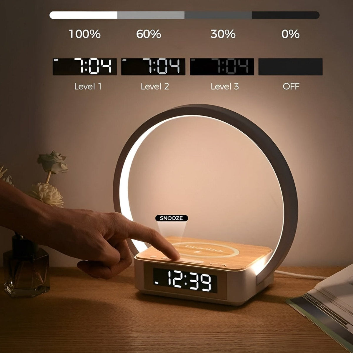 Table Lamp with Wireless Charger, Alarm Clock & Touch Control