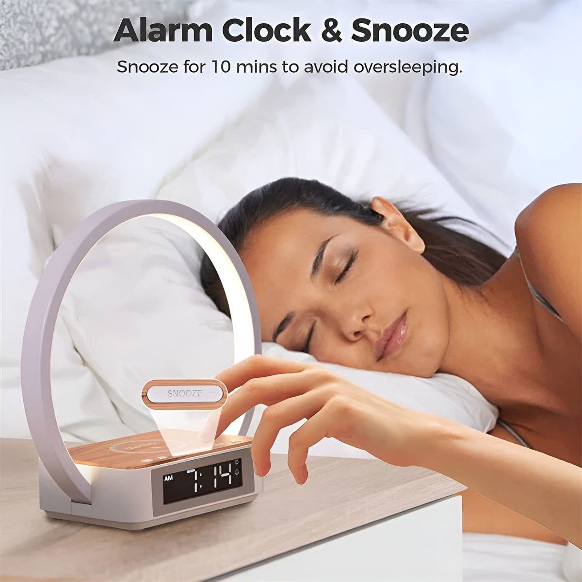 Table Lamp with Wireless Charger, Alarm Clock & Touch Control