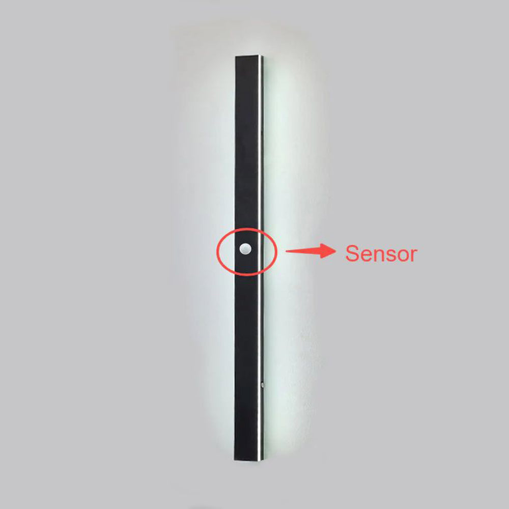 Linear LED outdoor wall lamp black IP65, minimalist design for garden and corridor