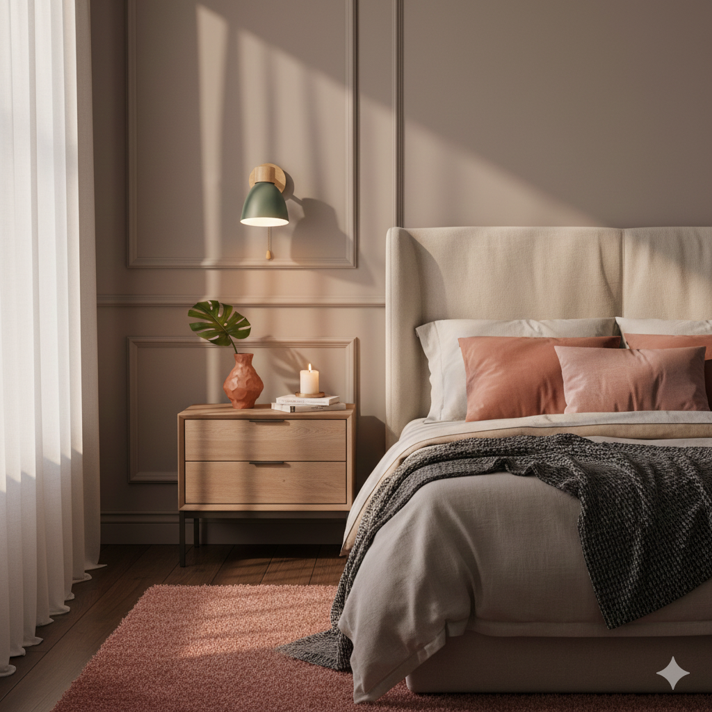 Nina | Wall Sconce | Modern Minimalist LED, Wooden Cone, 1-Light | Iron & Wood
