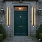 Linear outdoor wall light IP65 black LED strip design, 8cm wide, multiple heights
