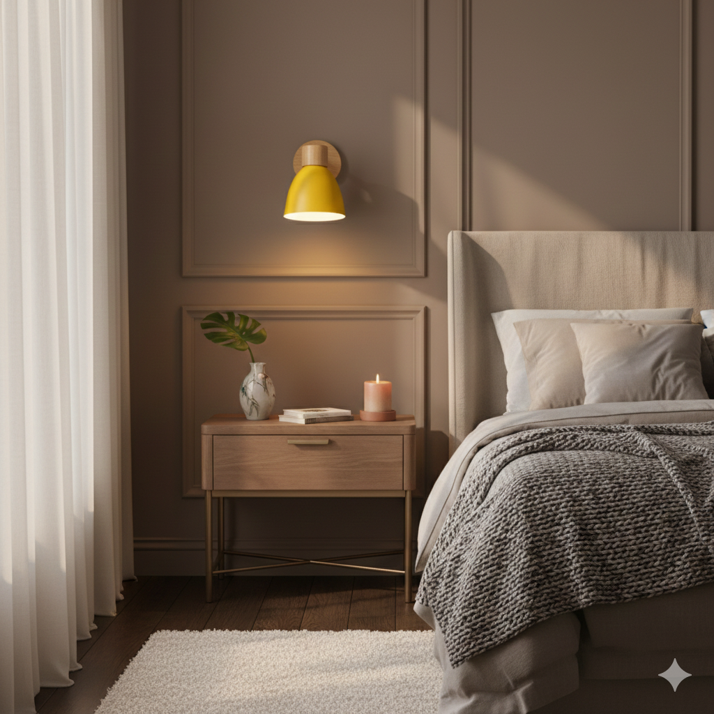 Nina | Wall Sconce | Modern Minimalist LED, Wooden Cone, 1-Light | Iron & Wood