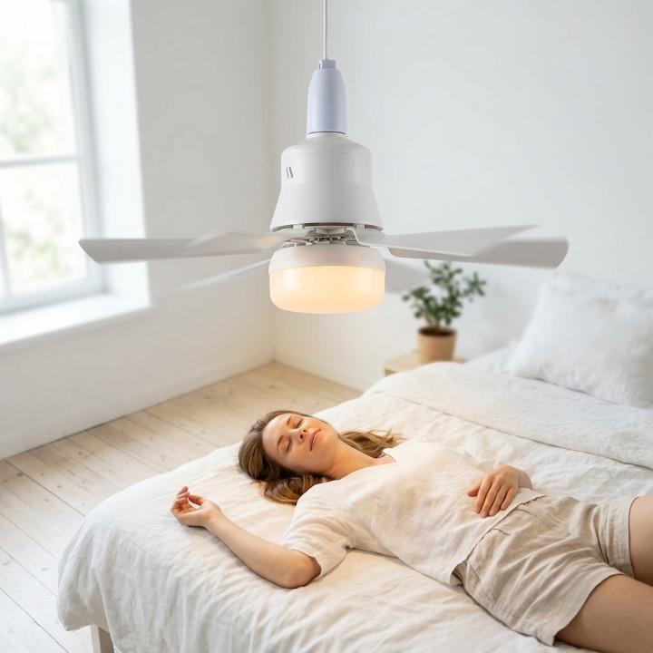 Socket Fan with LED Light & Remote Control | E27 Ceiling Fan, 41cm