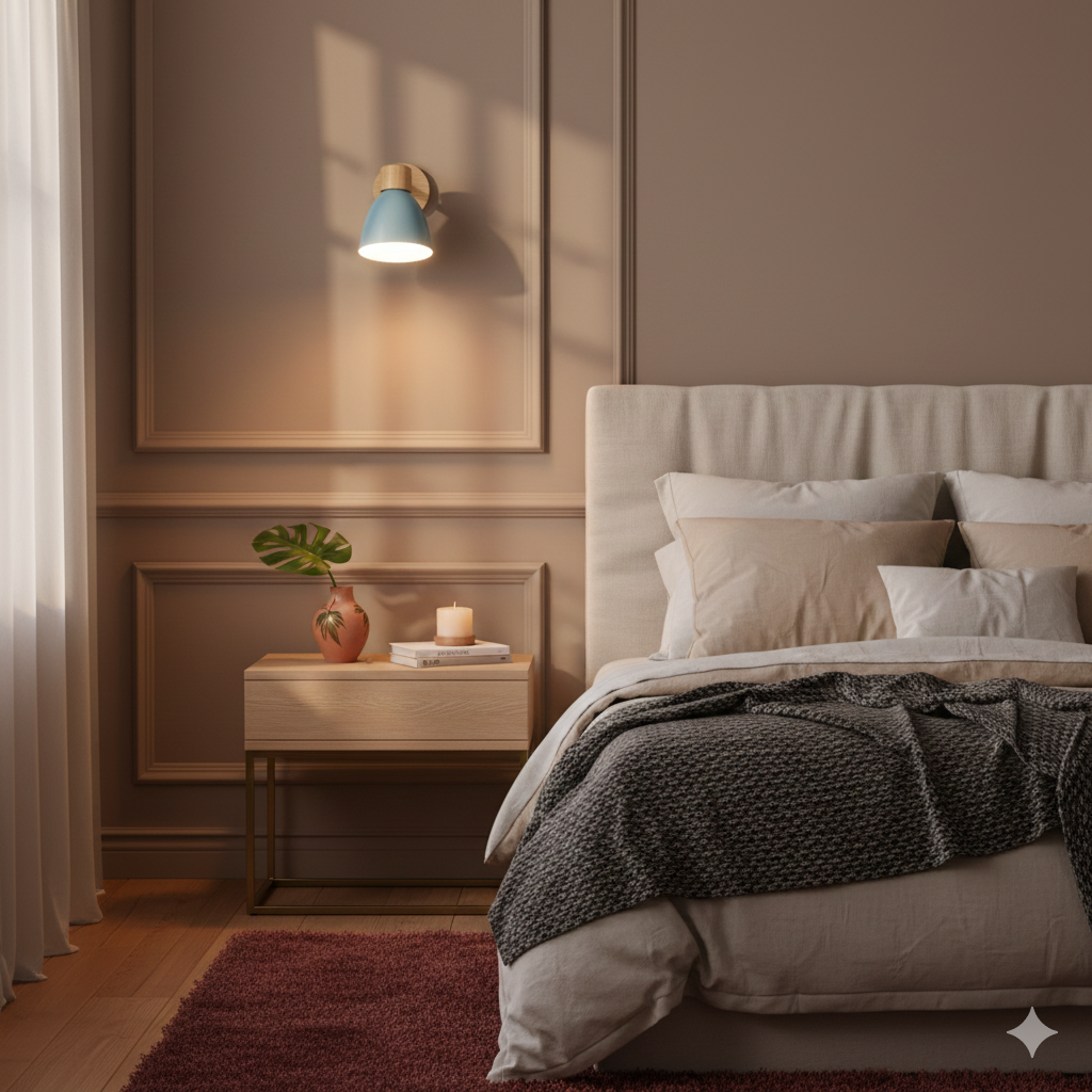 Nina | Wall Sconce | Modern Minimalist LED, Wooden Cone, 1-Light | Iron & Wood